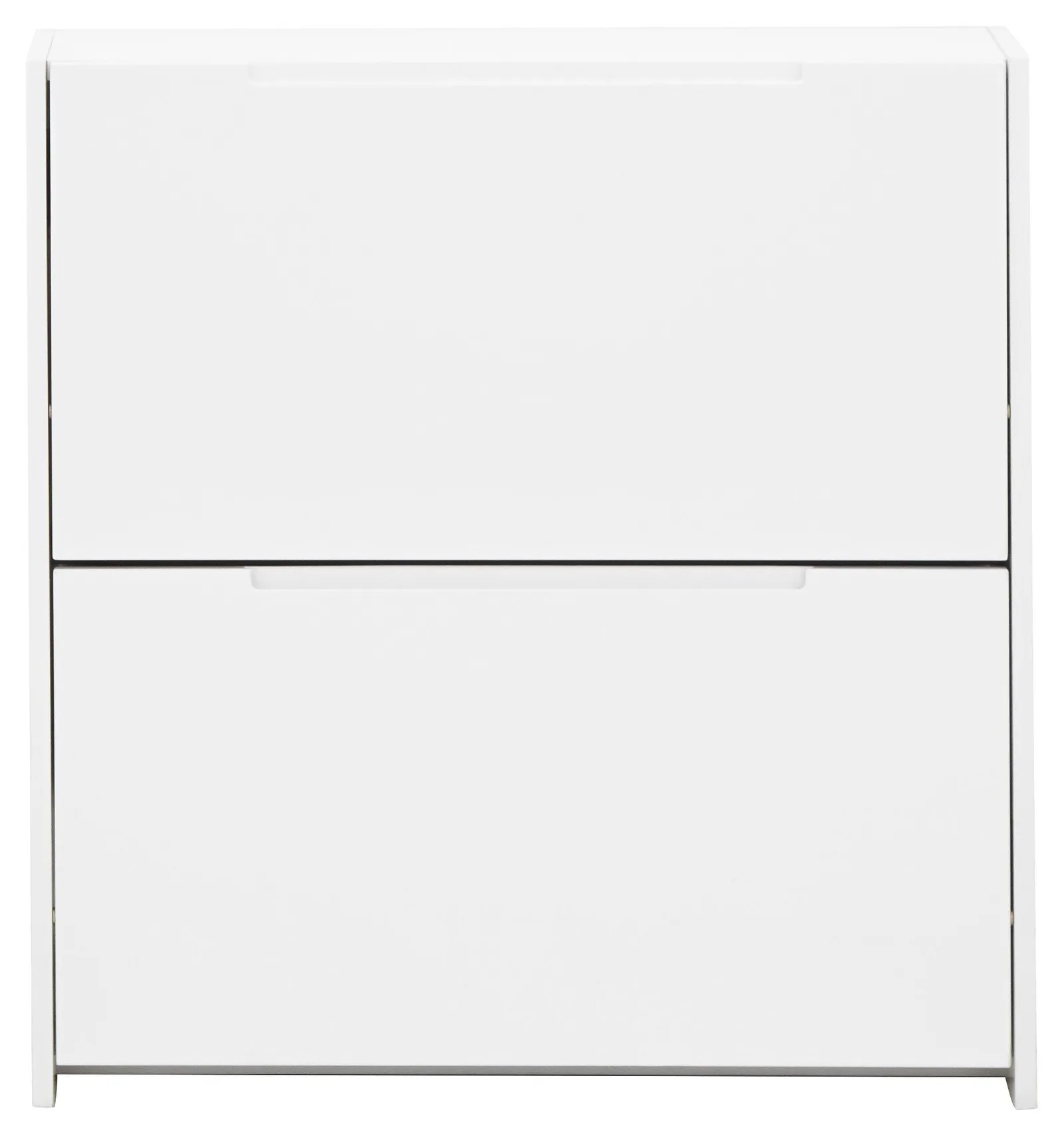 GFW Narrow High Gloss 2 Tier Shoe Cabinet in White 4