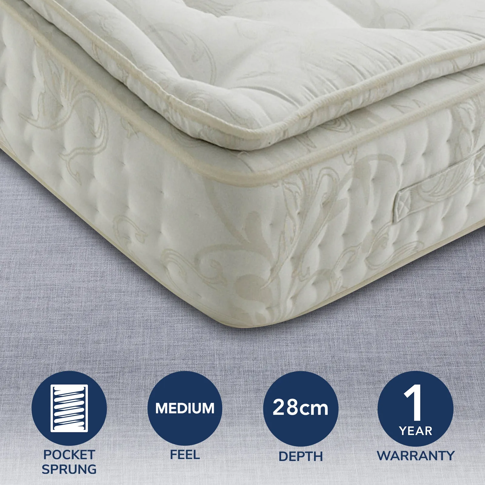 Signature Medium Pillow Top 2000 Pocket Mattress White