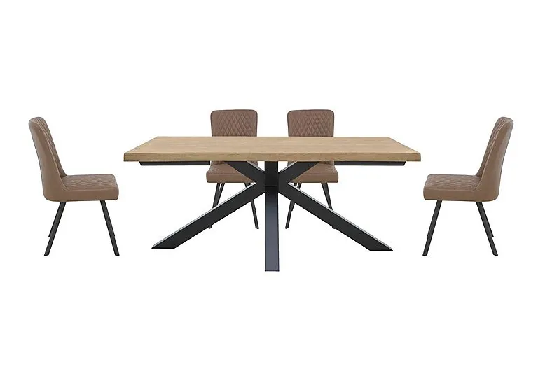 Earth Compact Dining Table with Star Base and 4 Chairs