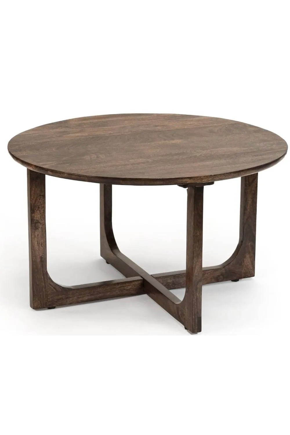 IH Design Bathwick Dark Mango Wood Lacquered Round Coffee Table 80cm in Brown 2
