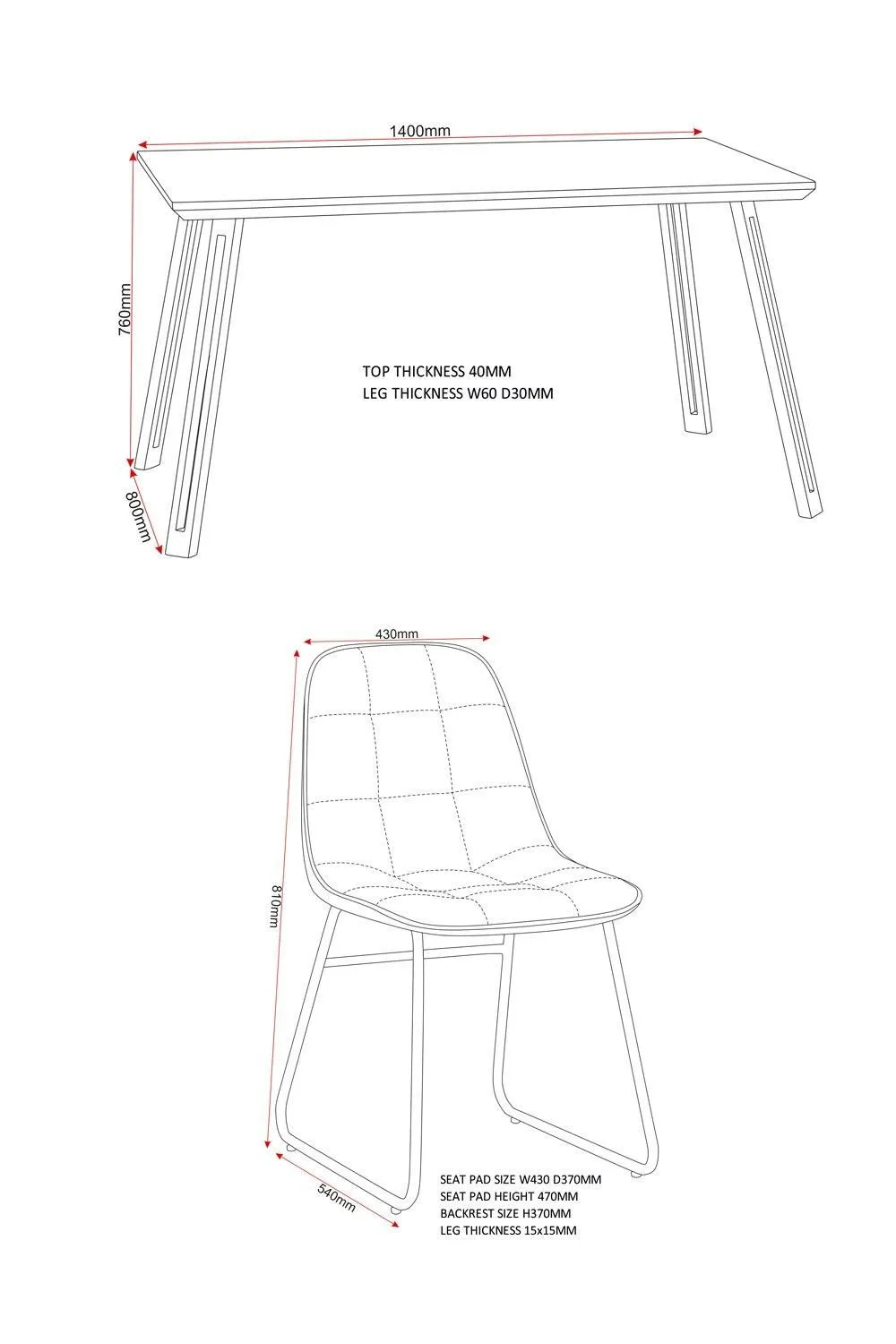 Seconique Quebec Straight Edge Dining Set with Lukas Chairs in Grey 5