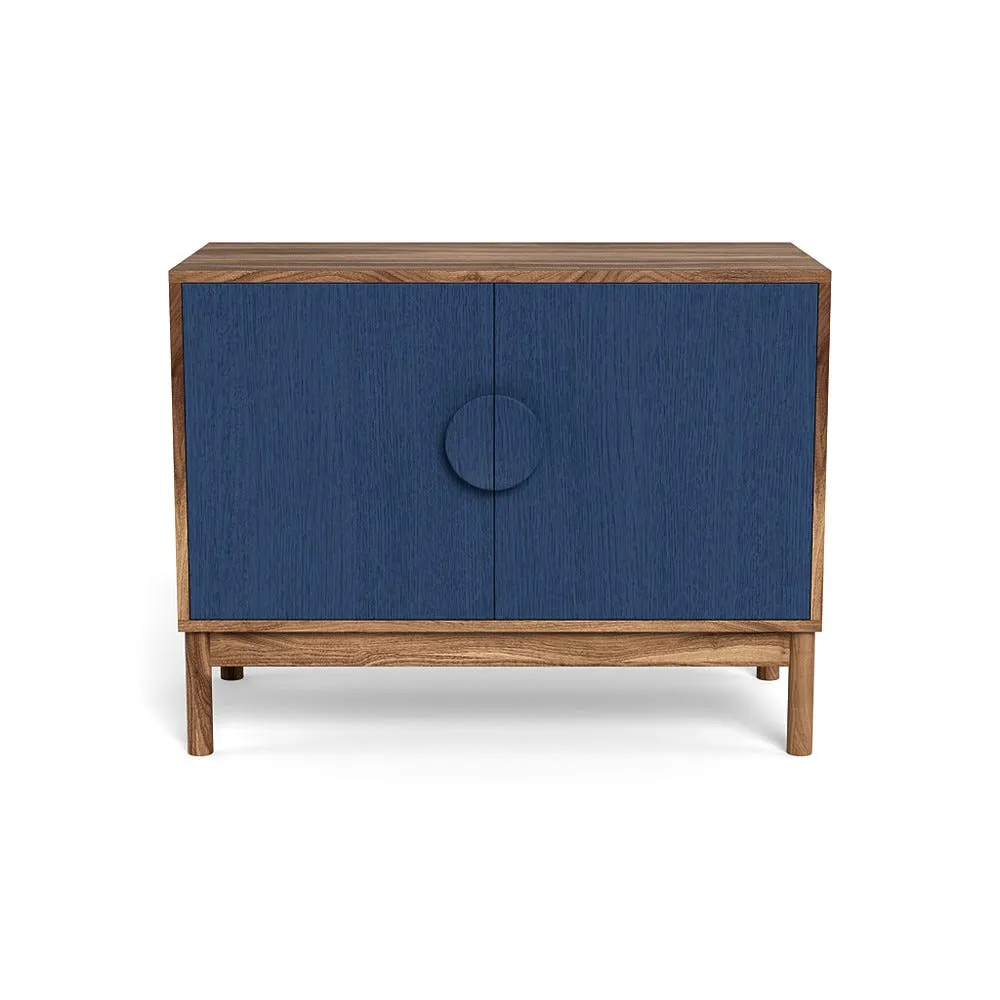 Heal's Tinta Small Sideboard Walnut Carcass Blue Stain Doors