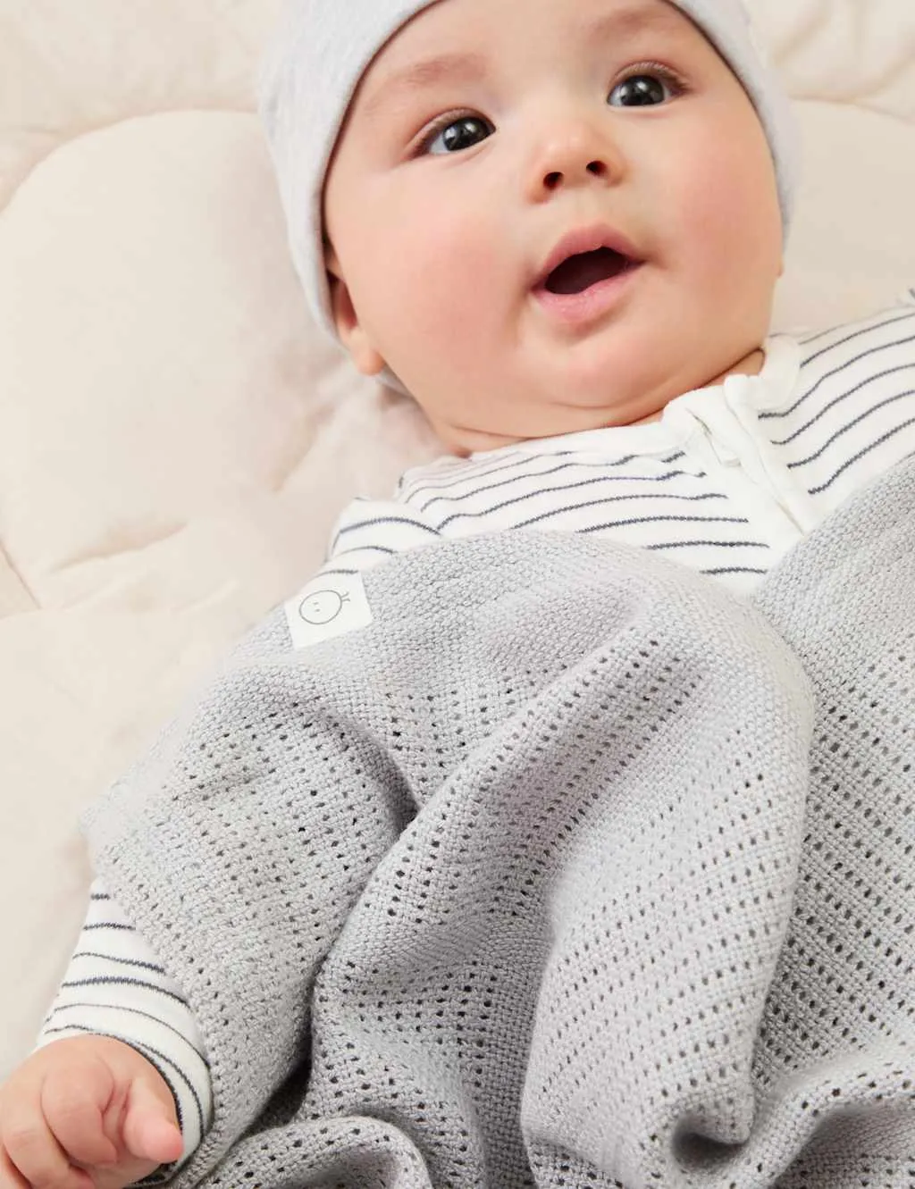 MORI Cotton Blend Cellular Blanket Grey