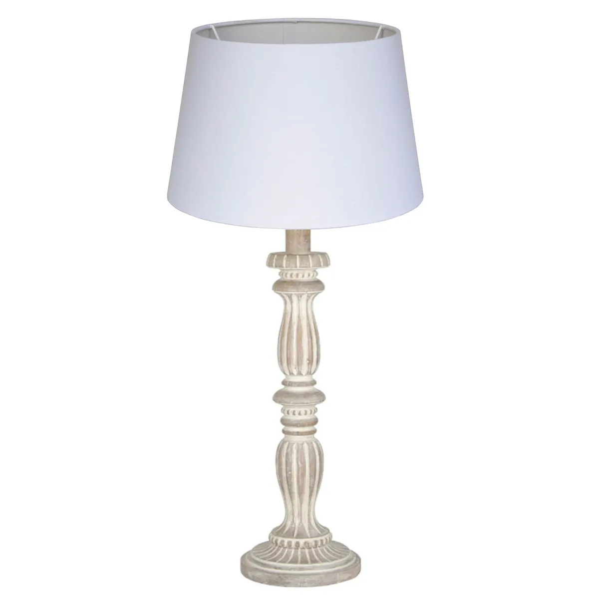 Cream Wash Wood Table Lamp