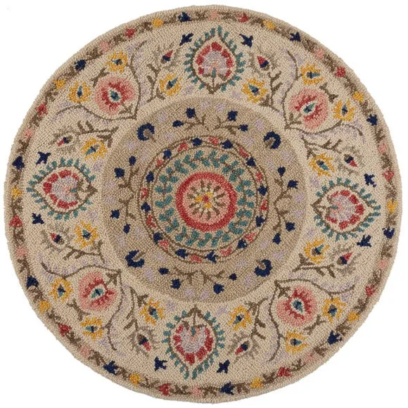 Hani Floral Wool Round Rug 5