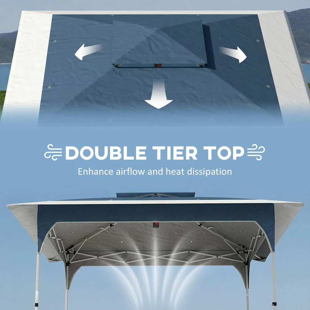 OUTSUNNY 3.5 x 3.5 m Pop Up Gazebo, UPF50+ One-Touch Party Tent in Blue 6