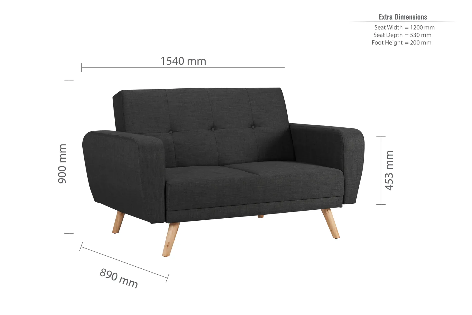 Birlea Grey Fabric Sofa Bed Farrow Bed Settee Contemporary 5