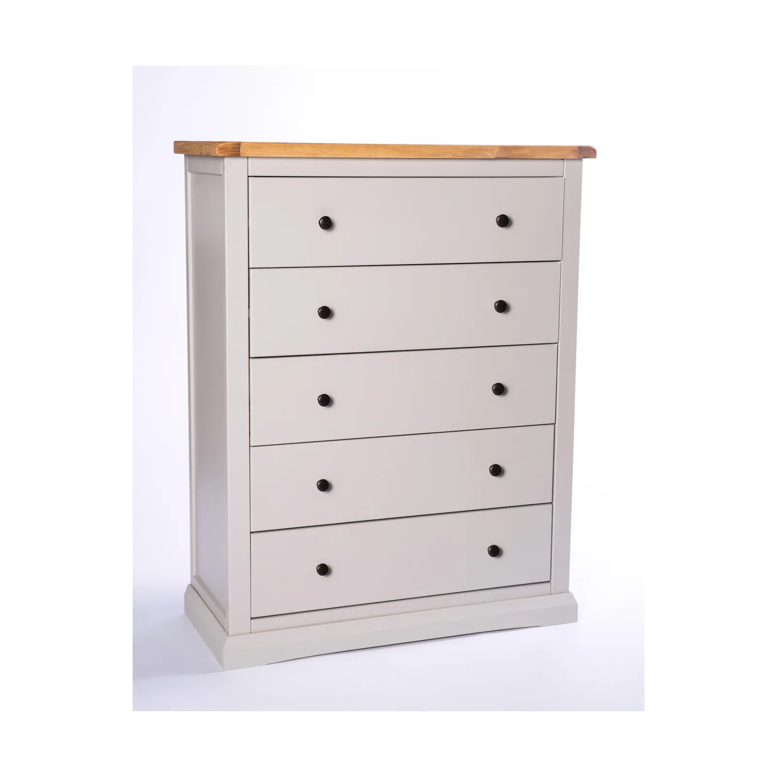 Cabinet Bits Loreo 5 Drawer Chest of Drawers Brass Knob in Light Grey 2