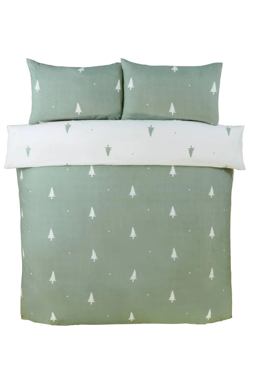 Rapport Home Fir Microfibre Reversible Duvet Cover Set with Pillowcase in Green 3
