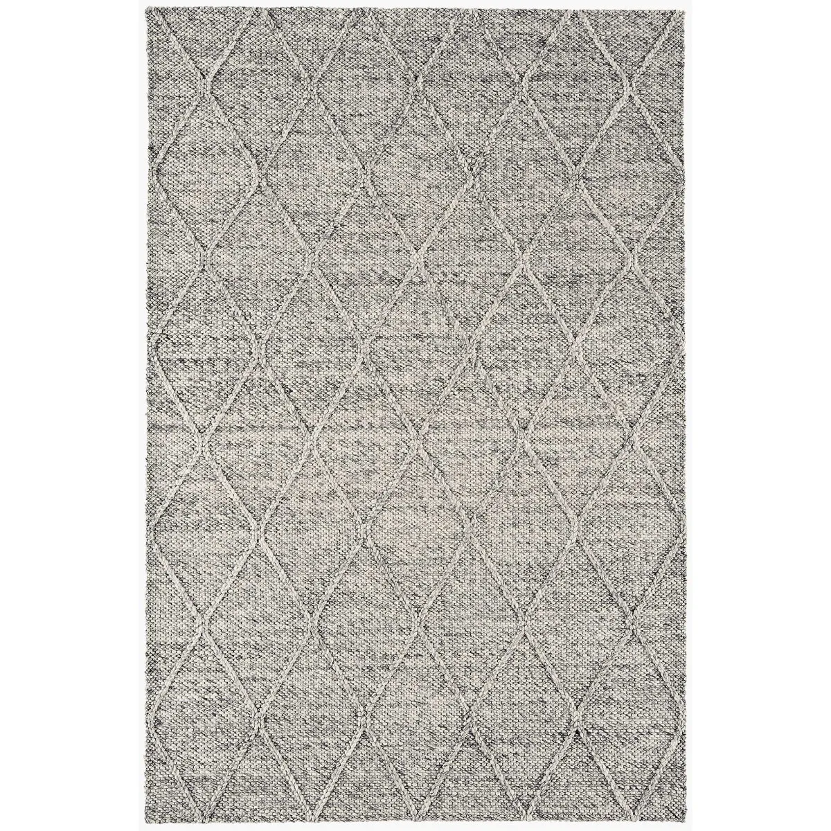 Flori Diamond Grey Marl 120X170Cm Rug, Square Wool Blend | Barker & Stonehouse 2