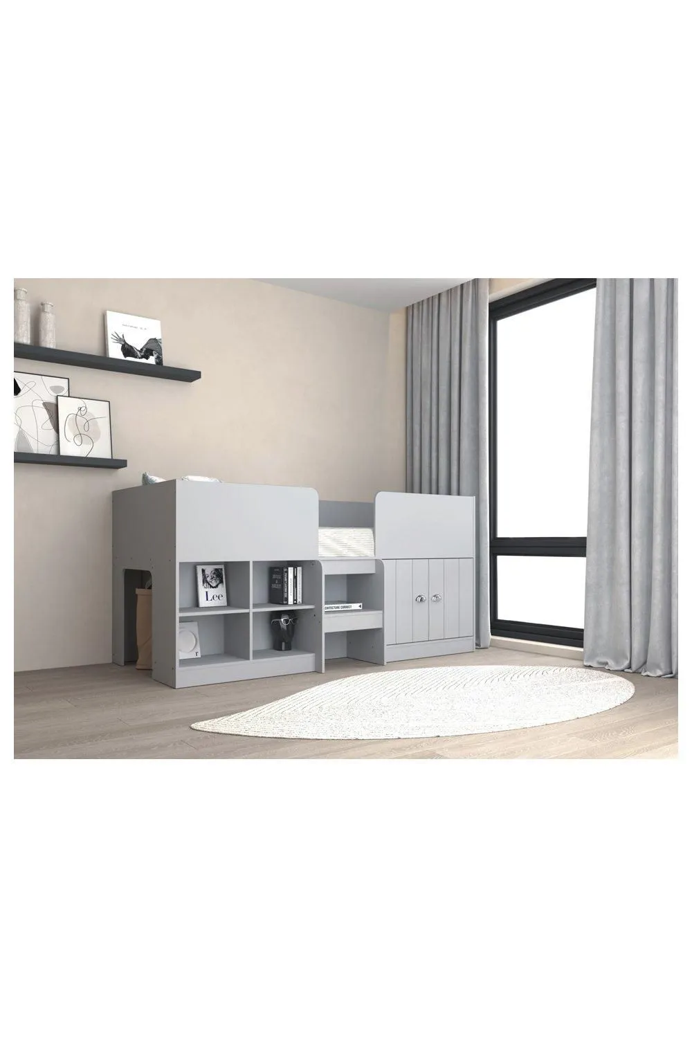 Seconique Orlando Low Sleeper Single Bed in Light Grey 1