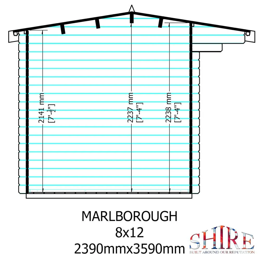 Shires Marlborough 28 mm Log Cabin 8 x 12 Feet in Brown 6