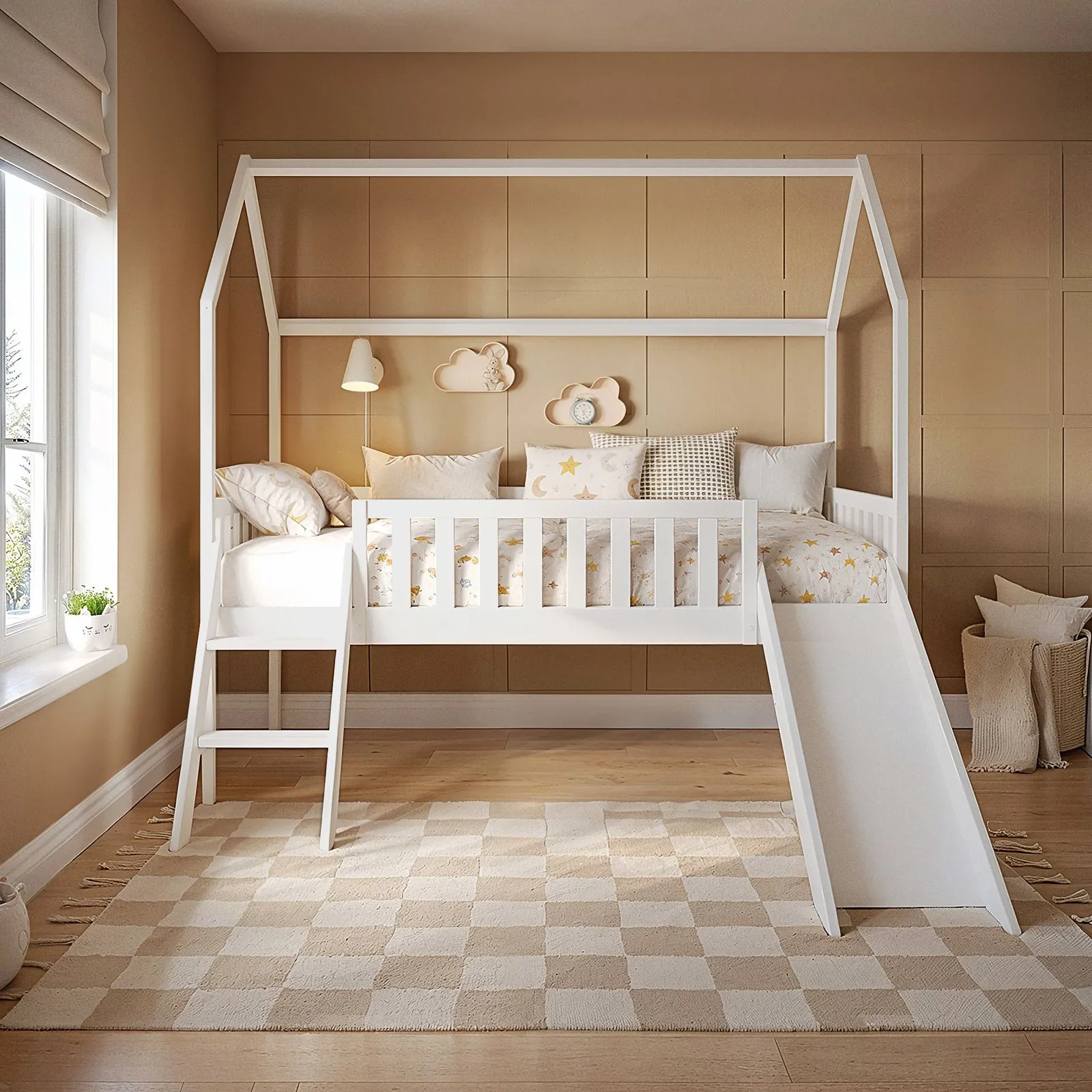 Flair Explorer Slide Mid Sleeper Bed with Rails in White 2