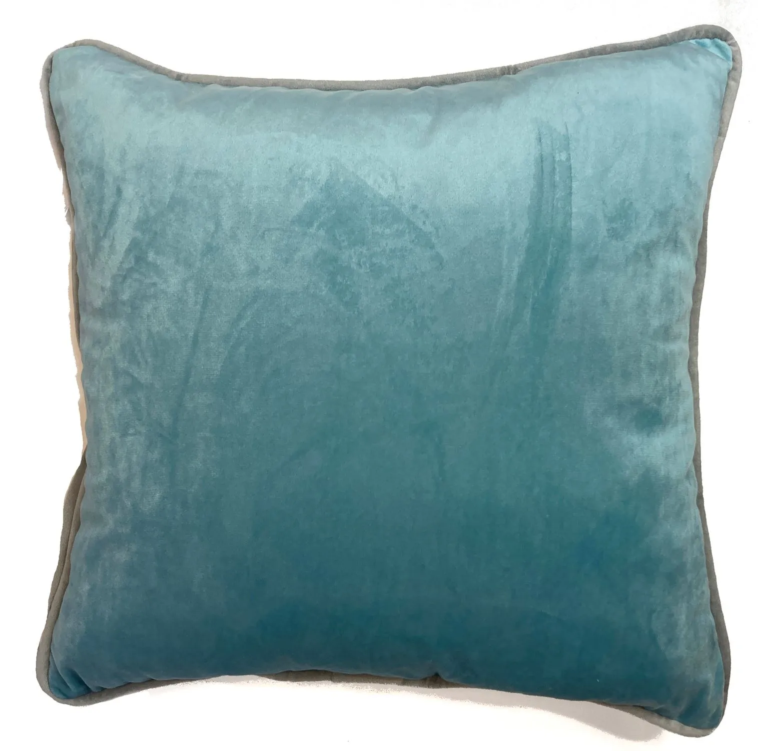Rapport Home Piped Velvet Polyester Cushion Cover in Duck Egg Blue 1