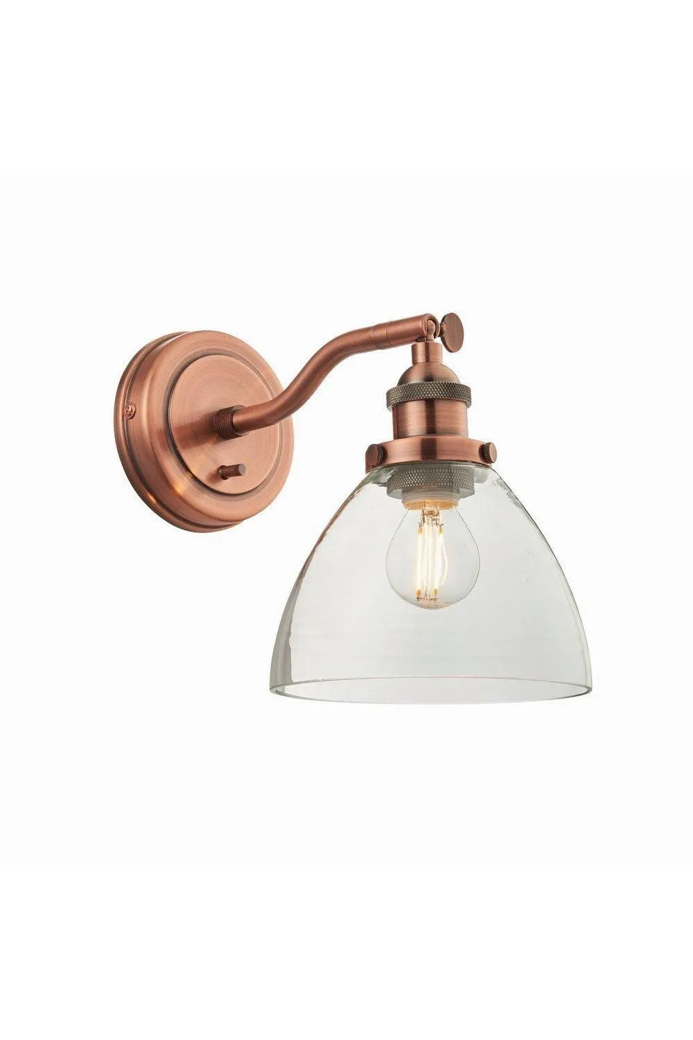 Netlighting Hansen 1 Light Wall Glass Aged Copper Plate E14 in Clear