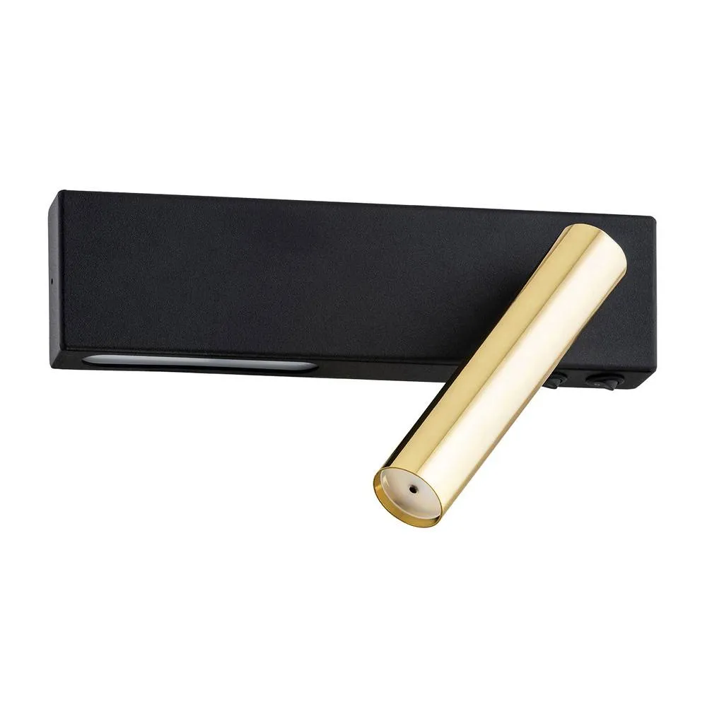 Netlighting Jasper Reading Wall Light Black Structure Brass Steel 3000K 2