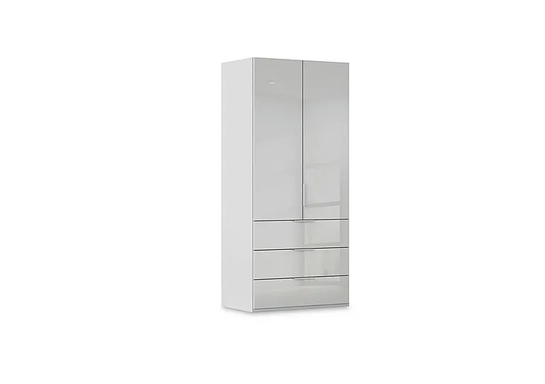 Haven 101cm 2 Door Combi Wardrobe with Glass Doors - Silk Grey/Silk Grey Front