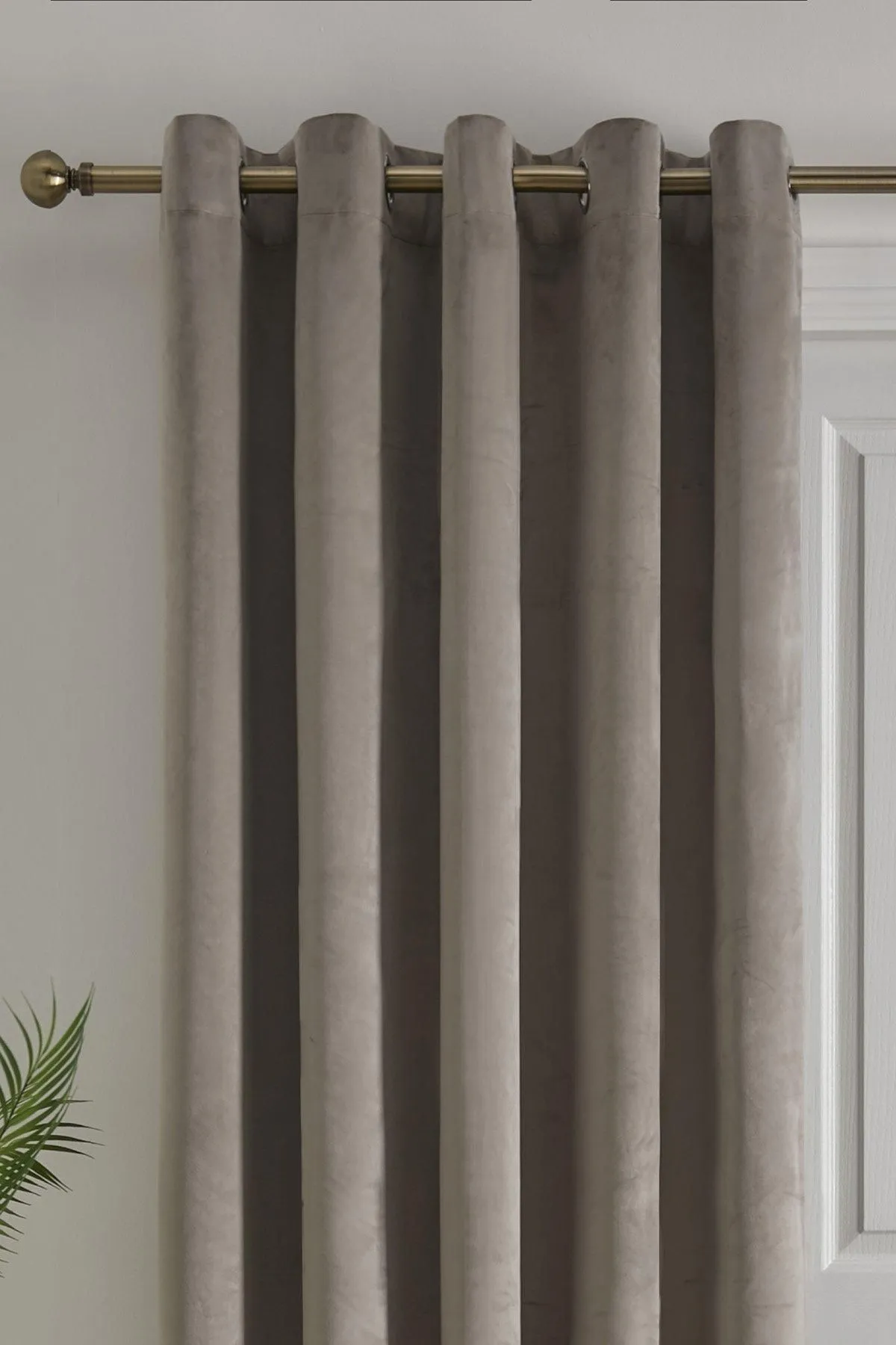 Laurence Llewelyn-Bowen 'Montrose' Velvet Blackout Eyelet Single Panel Door Curtain in Natural 2