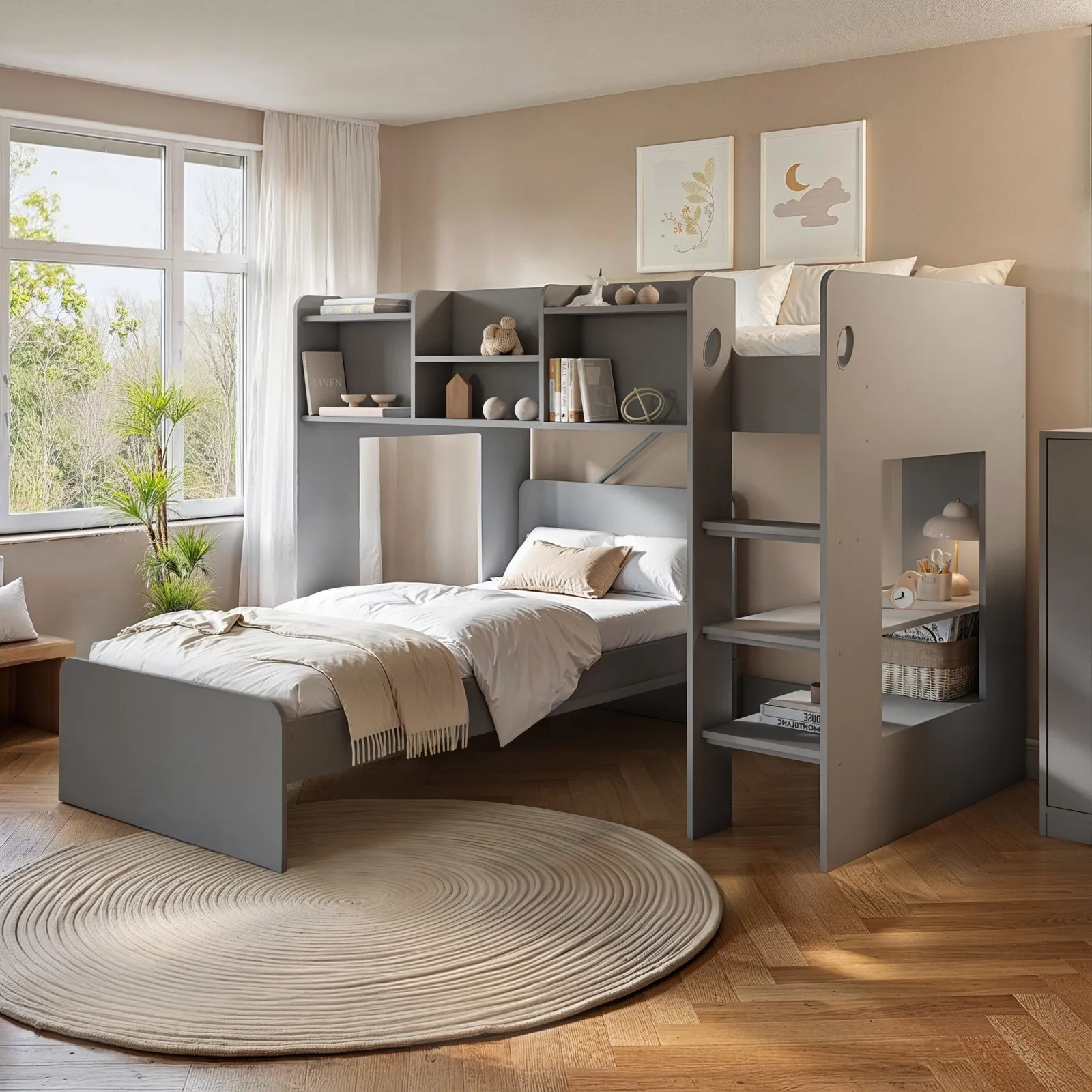 Flair Wizard L Shaped Bunk Bed in Grey