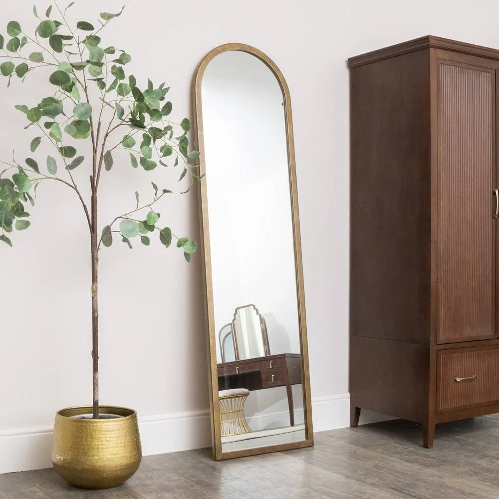 Melody Maison Large Bronze Framed Arched Wall & Leaner Mirror - 50cm X 180cm