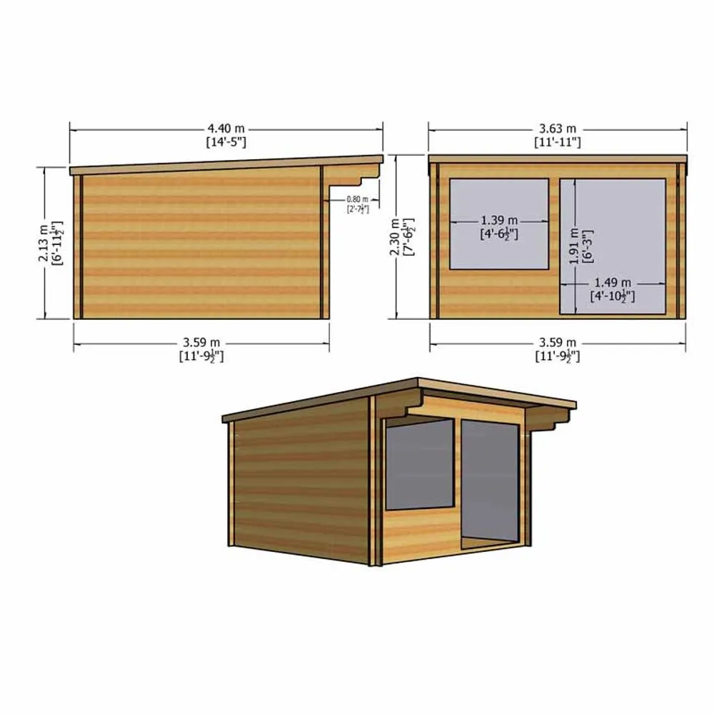 Shires Belgravia 28 mm Log Cabin 12 x 12 Feet in Light Brown 5