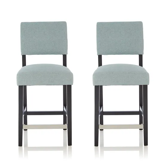 Vibio Bar Stools In Duck Egg Fabric And Black Legs In A Pair