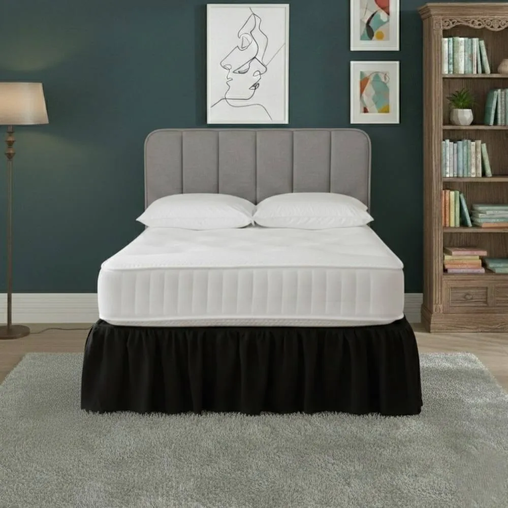 Snug City Base Valance Polycotton Sheet for Divan Beds Easy Care Bed Base Cover in Black