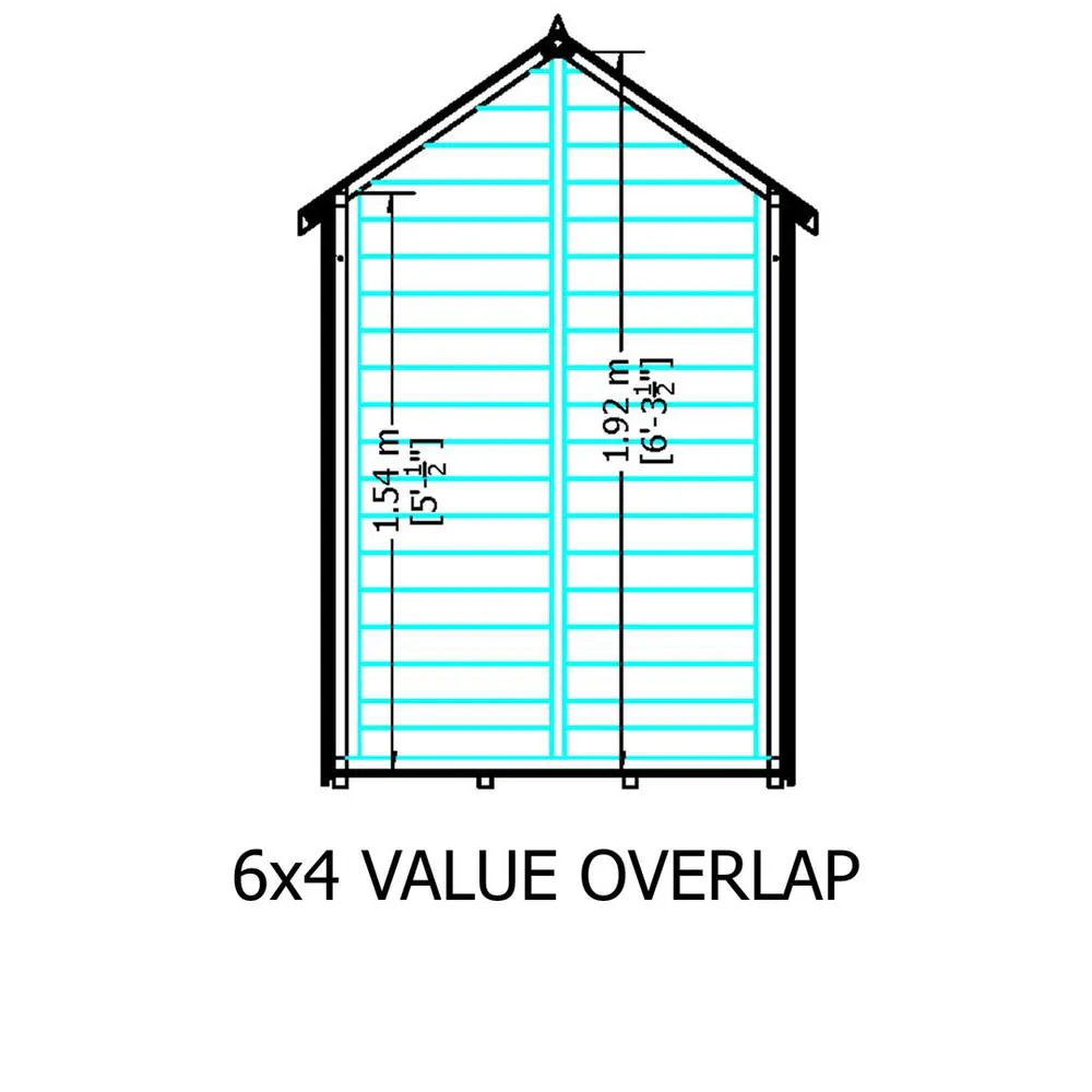 Shires Overlap 6 x 4 Feet Pressure Treated Value Range Shed Single Door in Grey 5