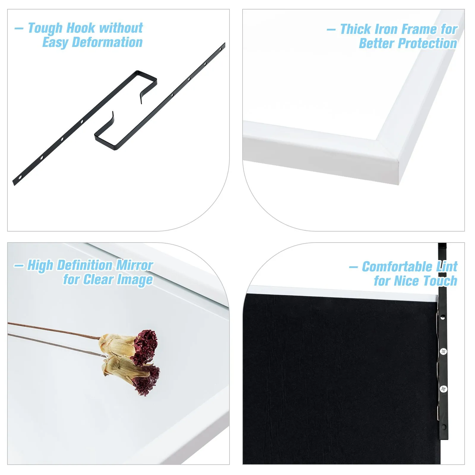 Costway 2 IN1 Full Length Mirror Over the Door Dressing Mirror Wall Mounted Makeup in White 5
