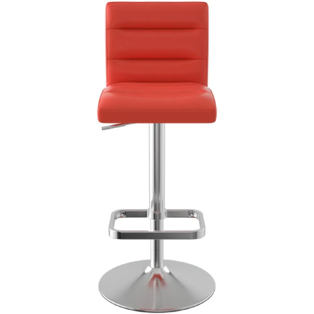 netfurniture Swank Brushed Steel Bar Stool With Faux Leather Padded Seat Red 2