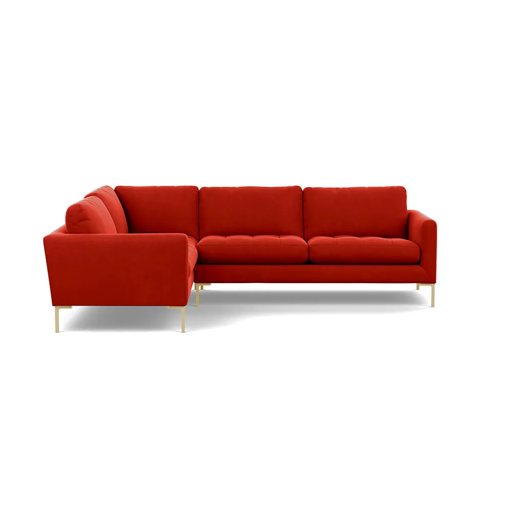 Heal's Eton Left Hand Facing Corner Sofa Varese Velvet Terracotta Brass Feet