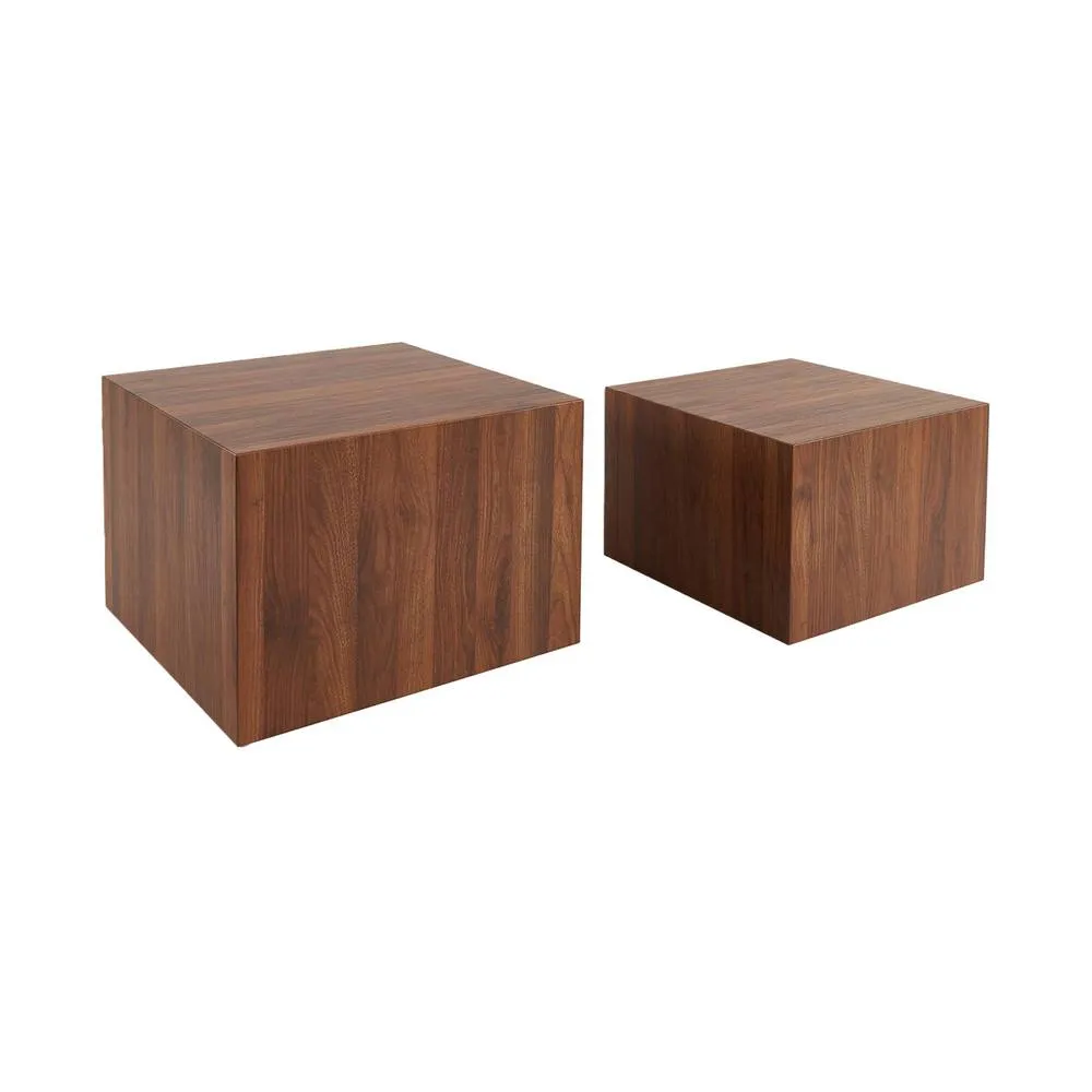 sweeek Set of 2 square wood effect nesting coffee tables in Dark Brown 2