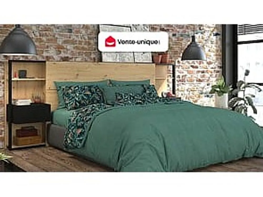 Vente-unique Headboard With Bedside Tables - 160 Cm - Oak & Black - MISTA in Light Oak 4