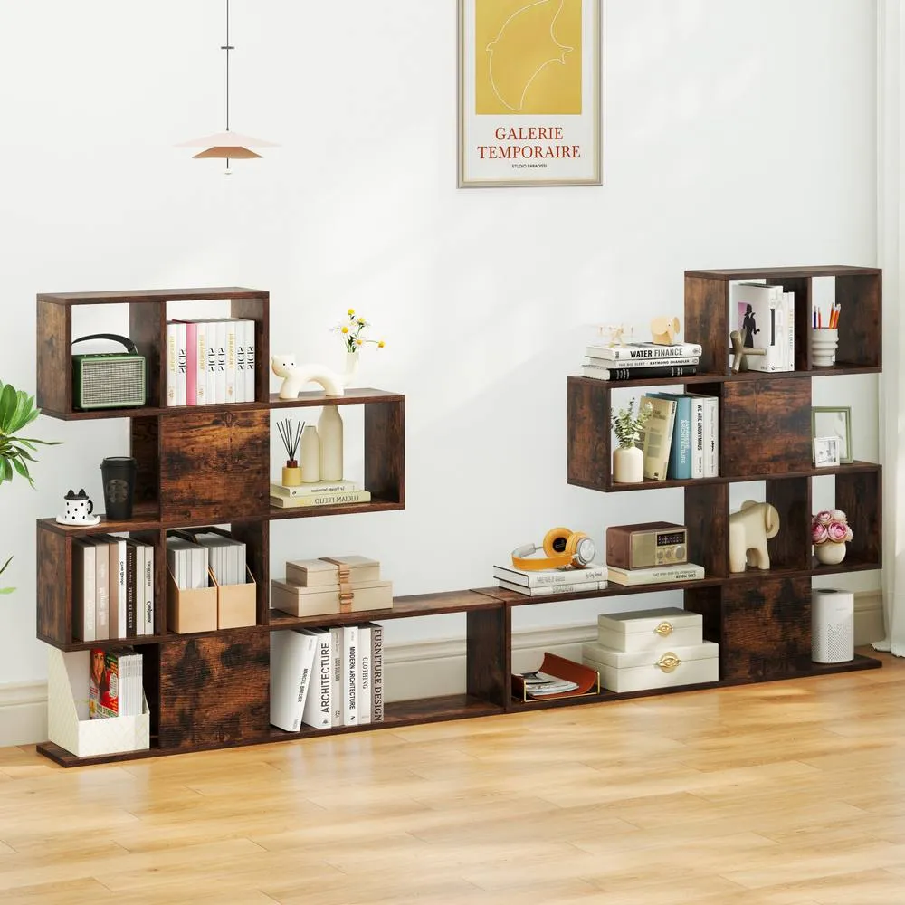 Costway 4-Tier Freestanding Bookshelf Wooden Ladder Display Shelf in Brown 3