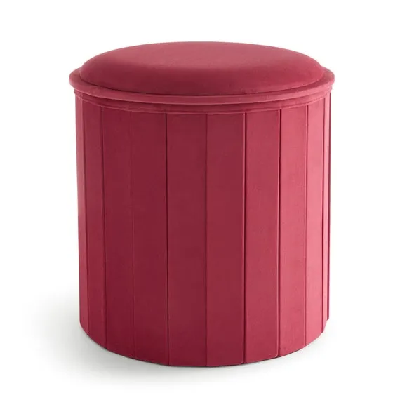Round Ottoman with Tray, Velvet 4