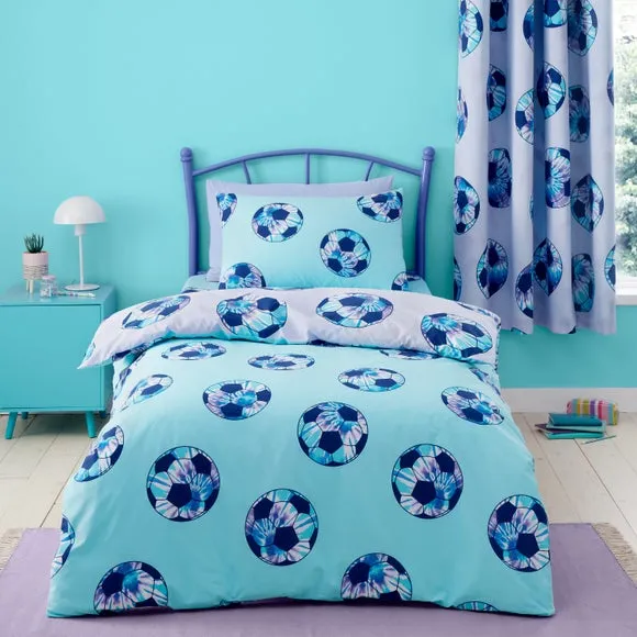 Catherine Lansfield Tie Dye Football Purple Reversible Duvet Cover and Pillowcase Set 3
