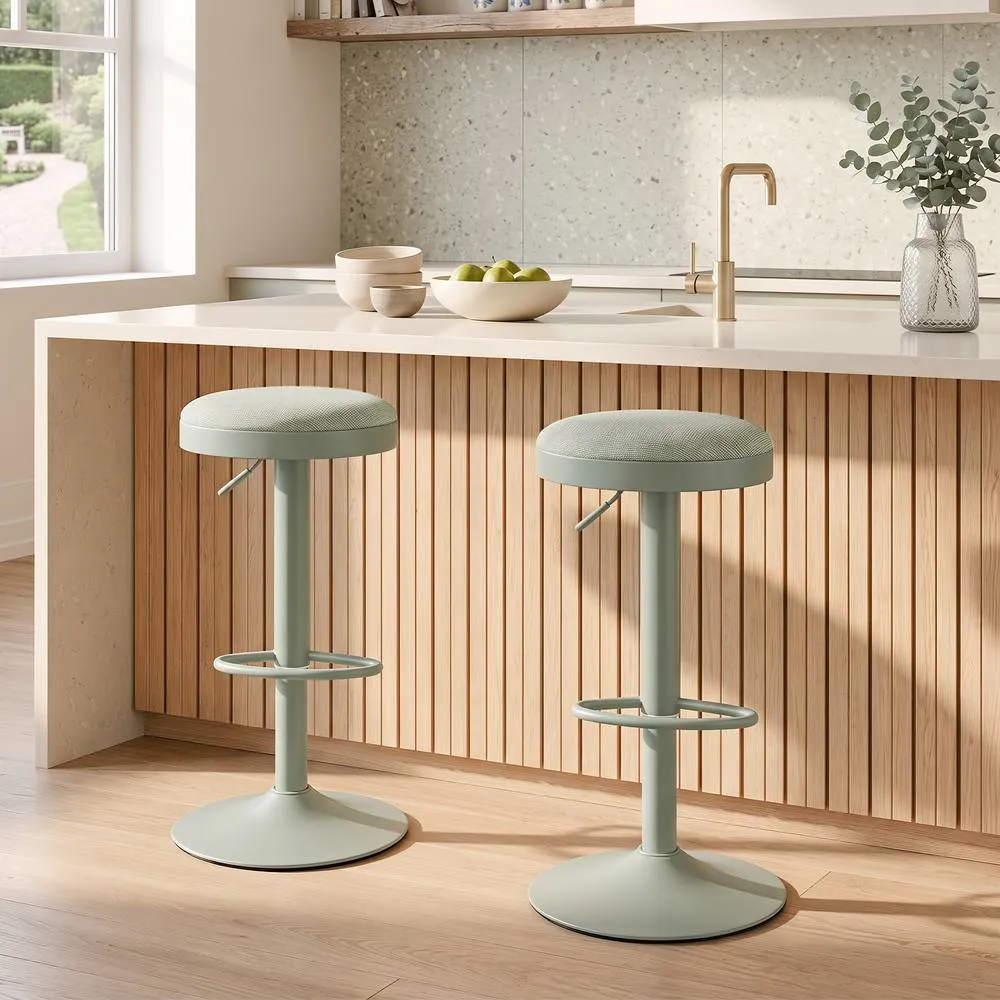 Costway Backless Counter Height Chairs Swivel Island Chairs Padded Seat in Green 4