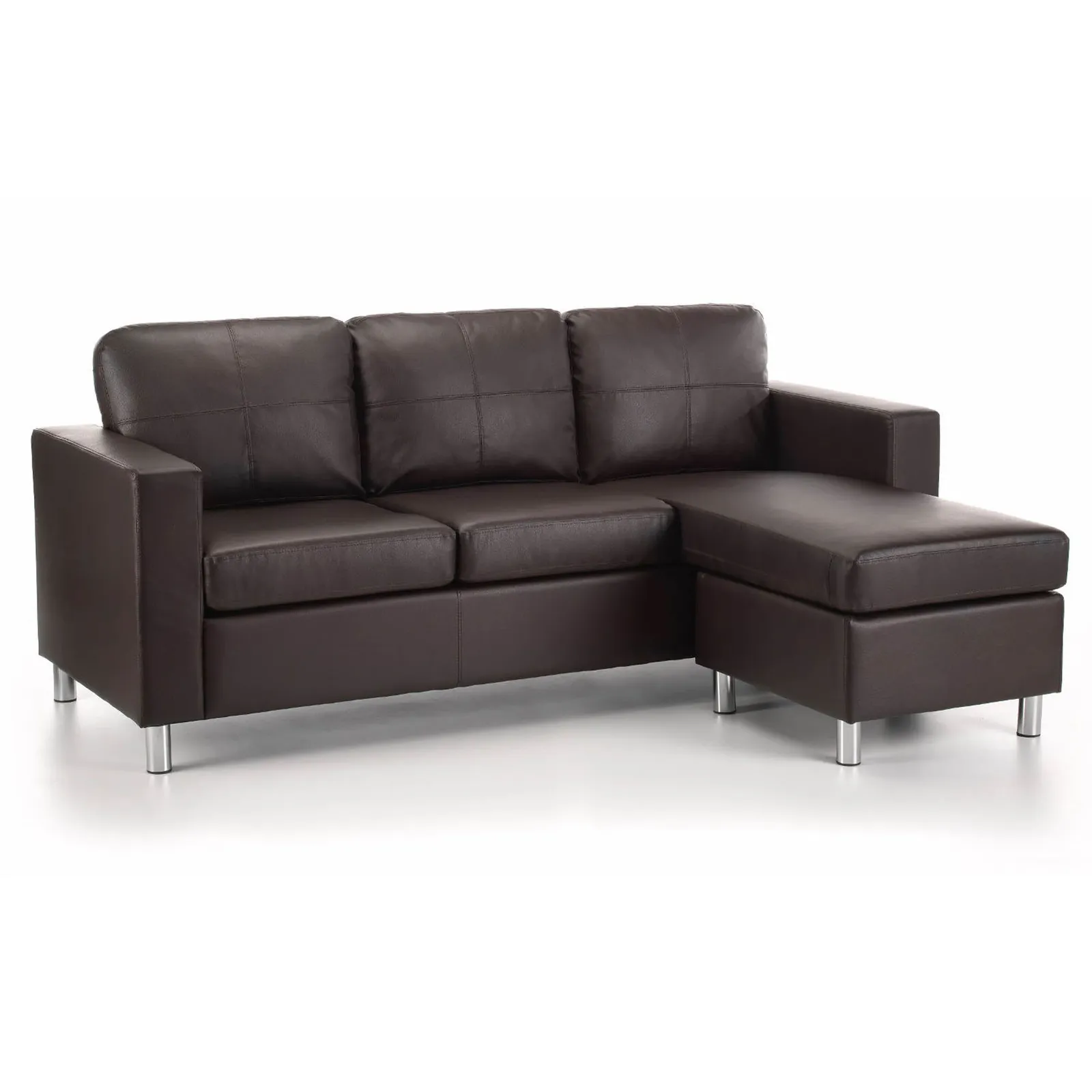 Zara Reversible Faux Leather Corner Chaise Brown