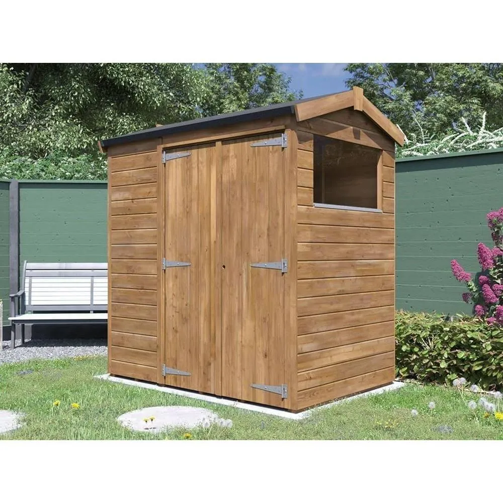 Dunster House Garden Shed 1.8 x 1.2m (6' x 4') 12mm Apex Window - Overlord Modular in Brown 2