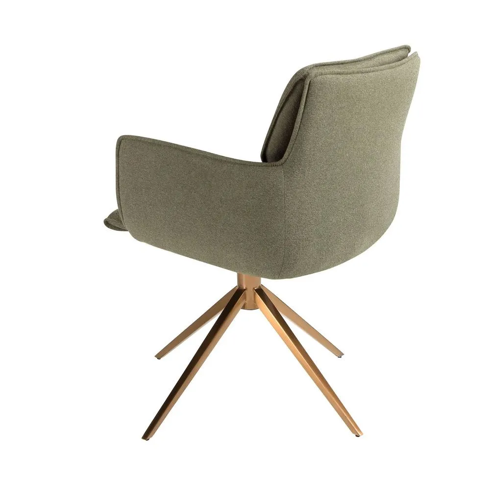 Angel Cerda Olive-Green Fabric Swivel Dining Chair in Green 5