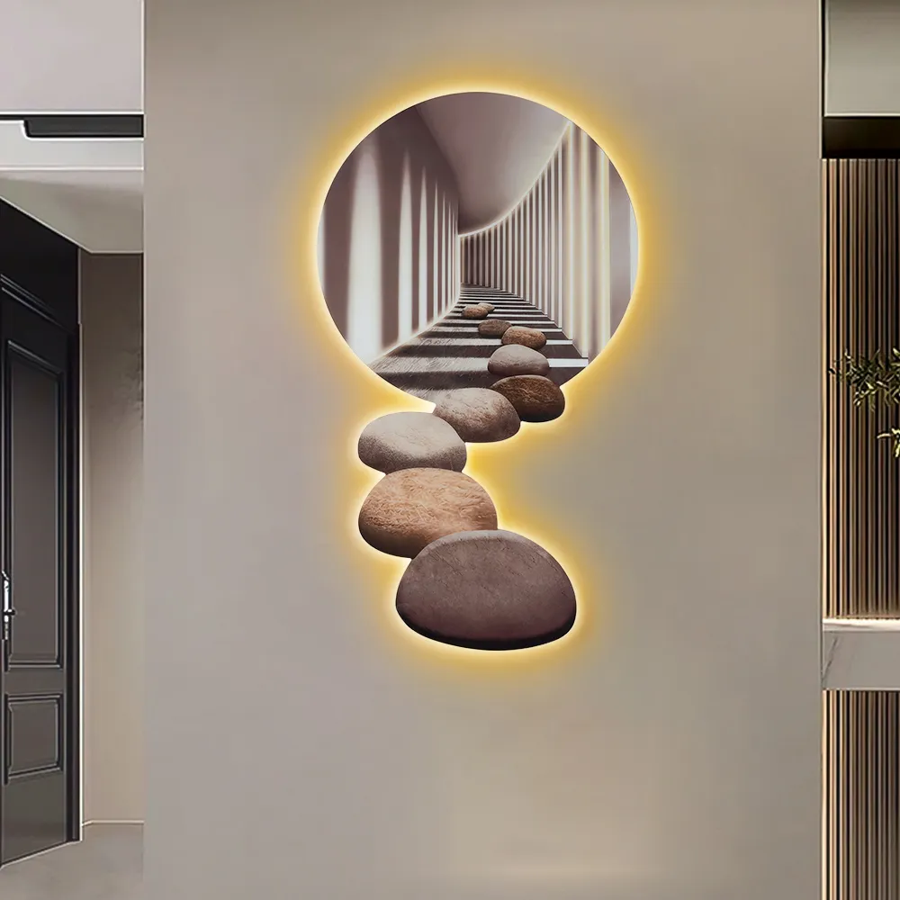1000mm LED Acrylic Modern Abstract Stone Corridor Wall Art Decor Living Room Bedroom
