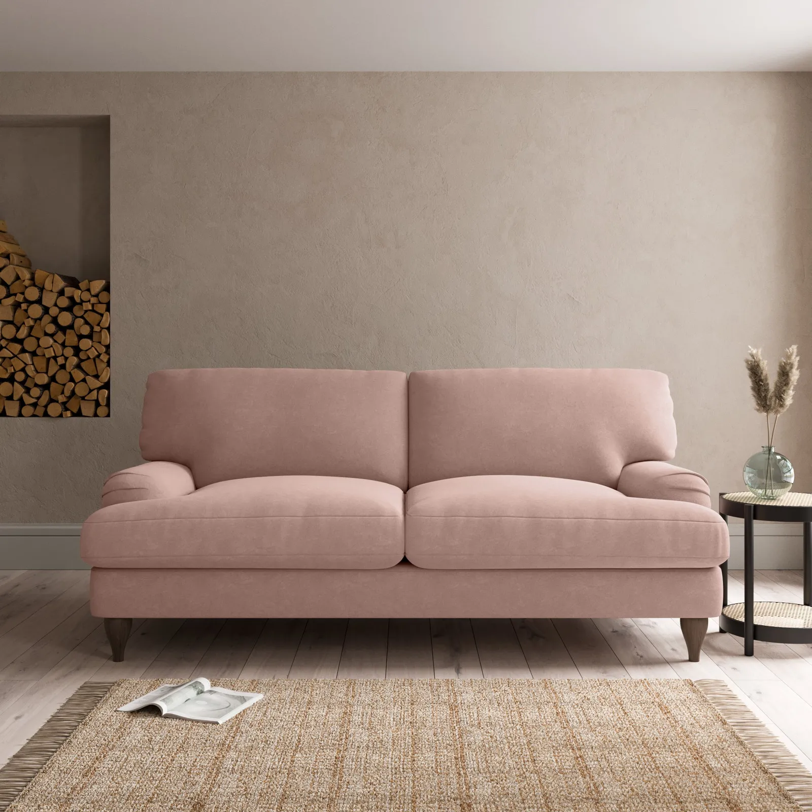 Darwin Luxury Velvet 3 Seater Sofa Blush