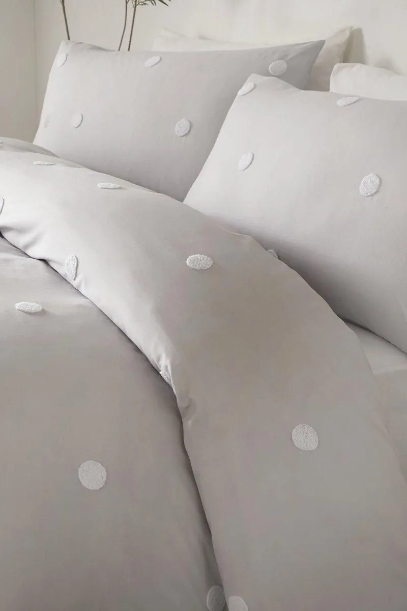 Appletree 'Dot Garden' 100% Cotton Embellished Duvet Cover Set in Silver 2