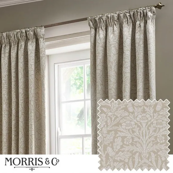Morris & Co. Acorn Tonal Jacquard Pencil Pleat Curtains 6