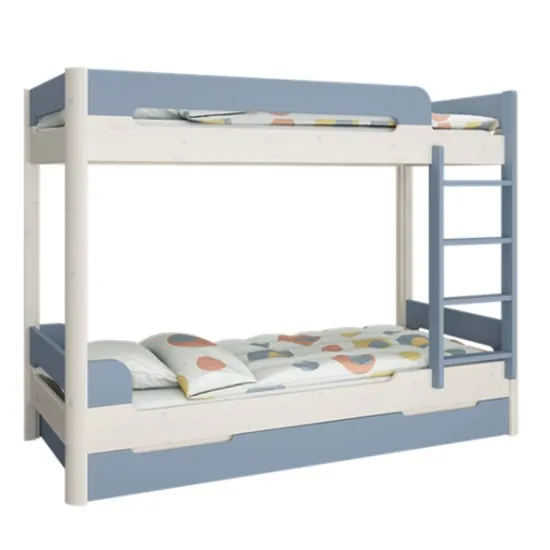 Oniria Wooden Bunk Bed With Guest Bed In Whitewash Blue