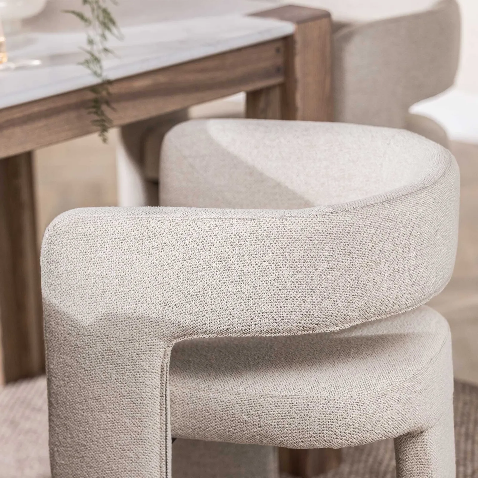 Koda Dining Chair With Arms, White Fabric | Barker & Stonehouse 5