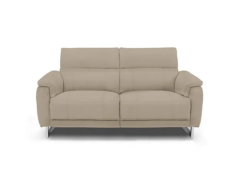 Moet 2 Seater Leather Power Recliner Sofa with Telescopic Headrests - Oyster