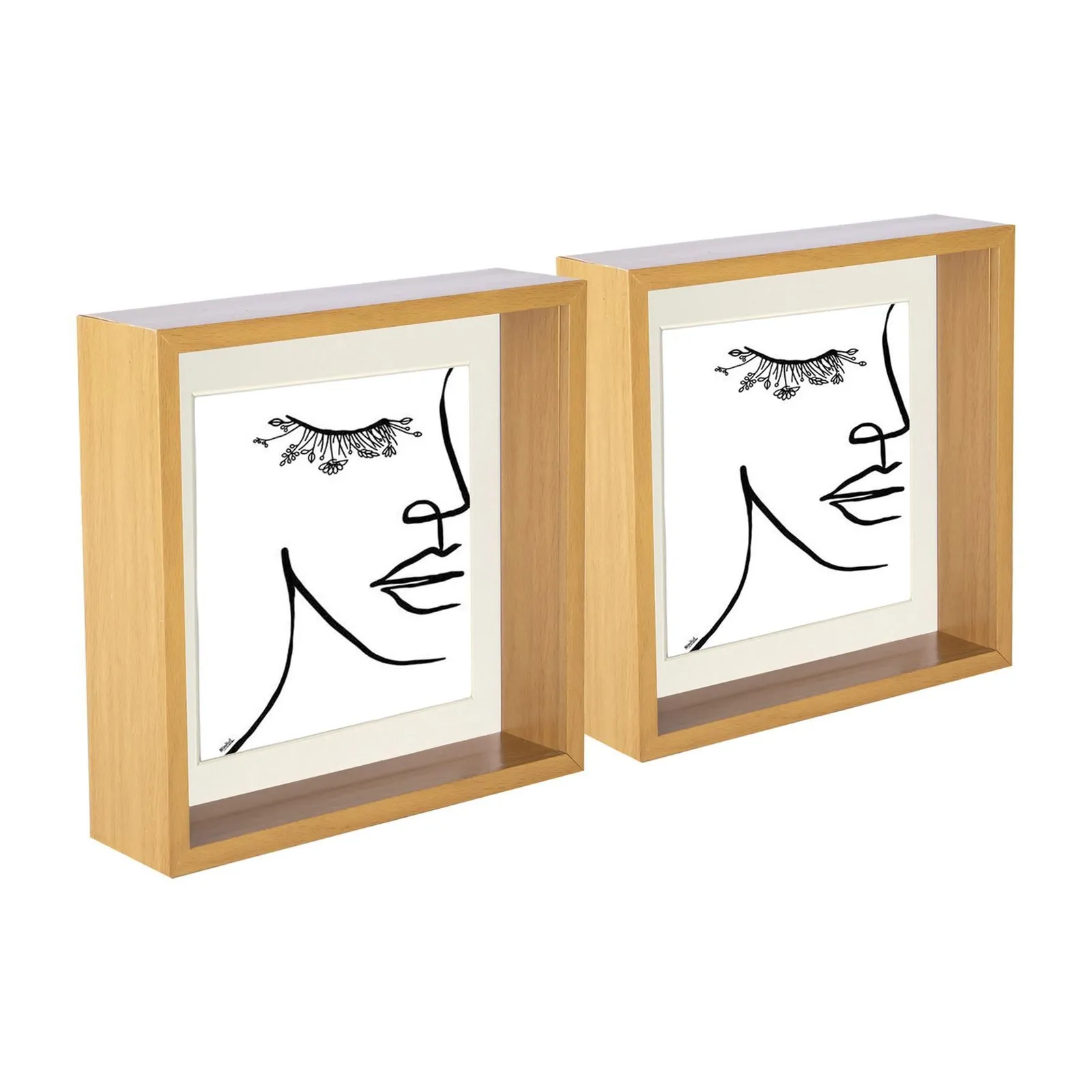 Nicola Spring 3D Deep Box Photo Frames - 8 x 8" with 6 x 6" Mount - White Mount - Pack of 5 in Ivory