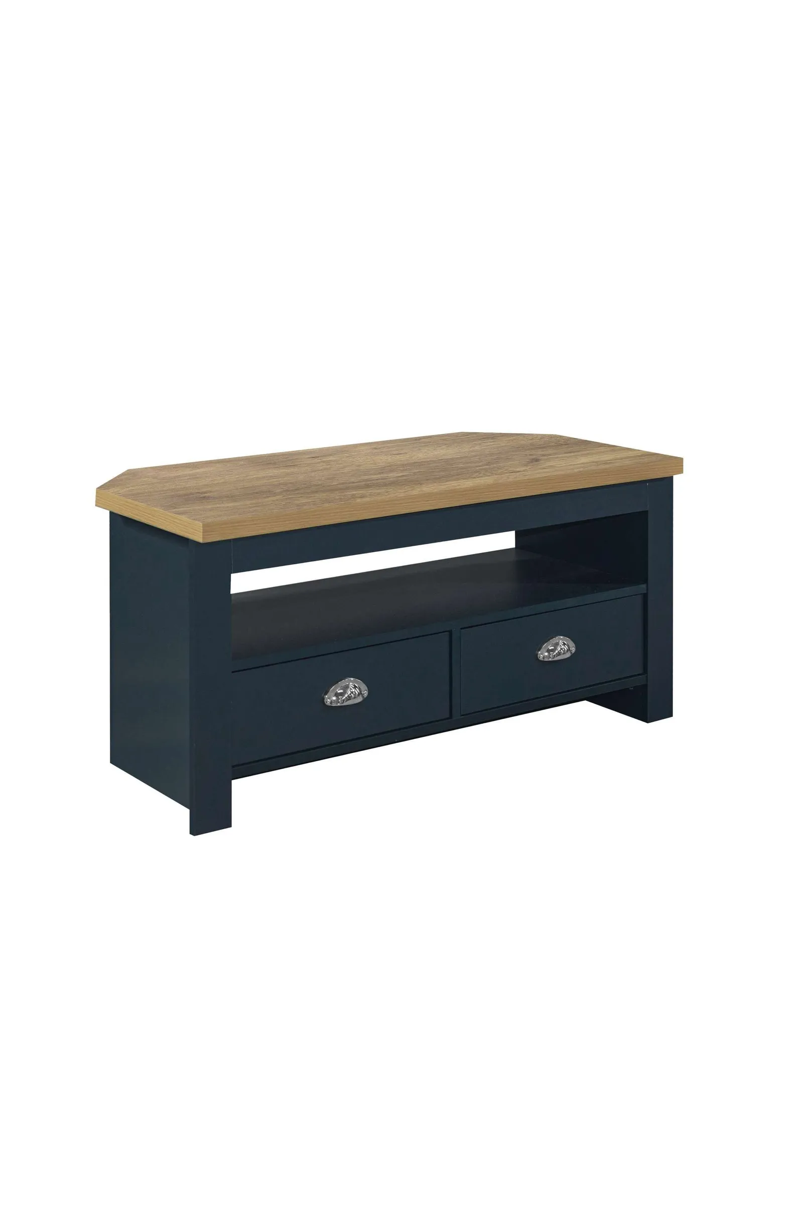 Birlea Corner TV Unit Cream Highgate Entertainment & Oak Farmhouse Shabby Chic in Blue 4