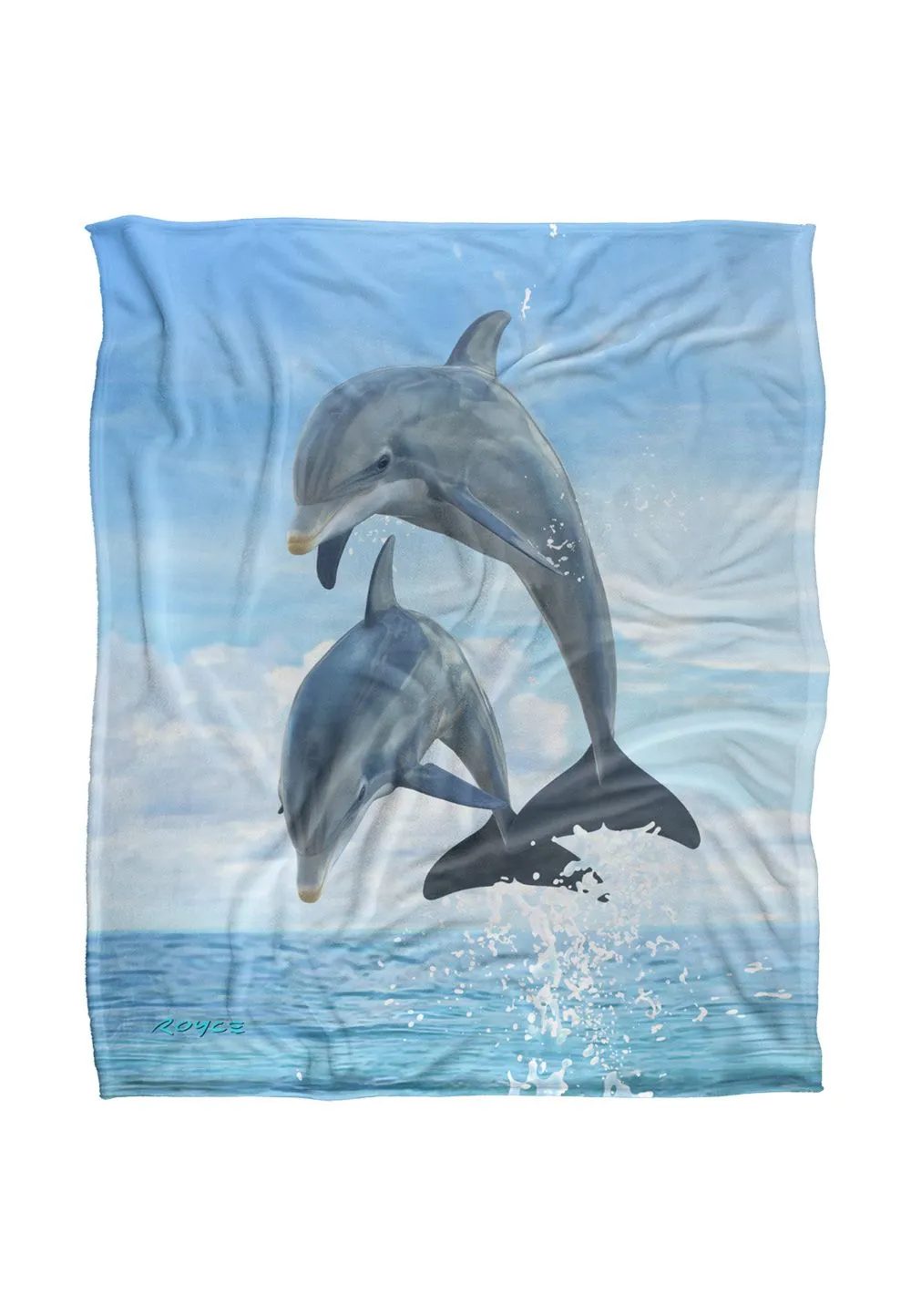 JQ Licensing Royce Mcclure Dolphin Jumpers Silky Touch Super Soft Throw Blanket 152 X 127 cm in White